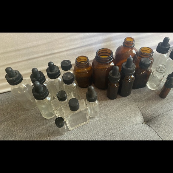 40+ Glass Apothecary bottles Amber Green Blue Clear Dropper Vials Small Vintage - Picture 3 of 8